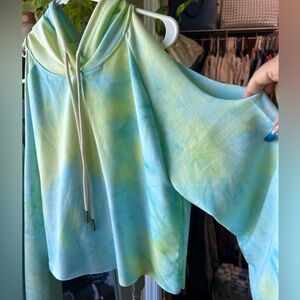 Open Shoulder Tie-Dye Hoodie